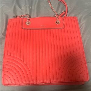 BCBG Red Quilted Tote Bag Adrianna Tote